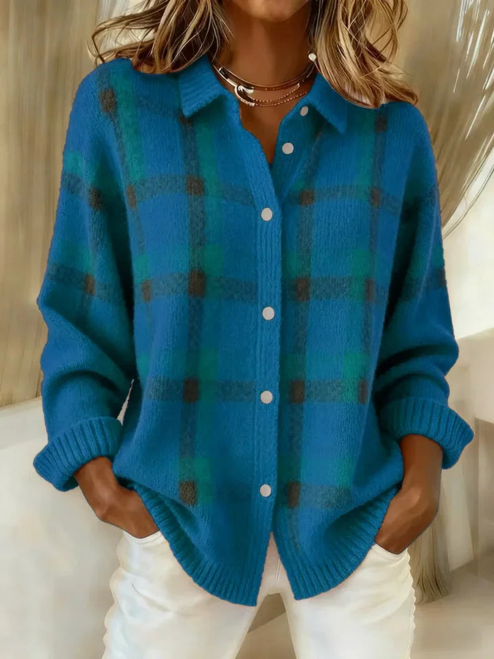 ANNY | Cozy Soft Plaid Button Cardigan