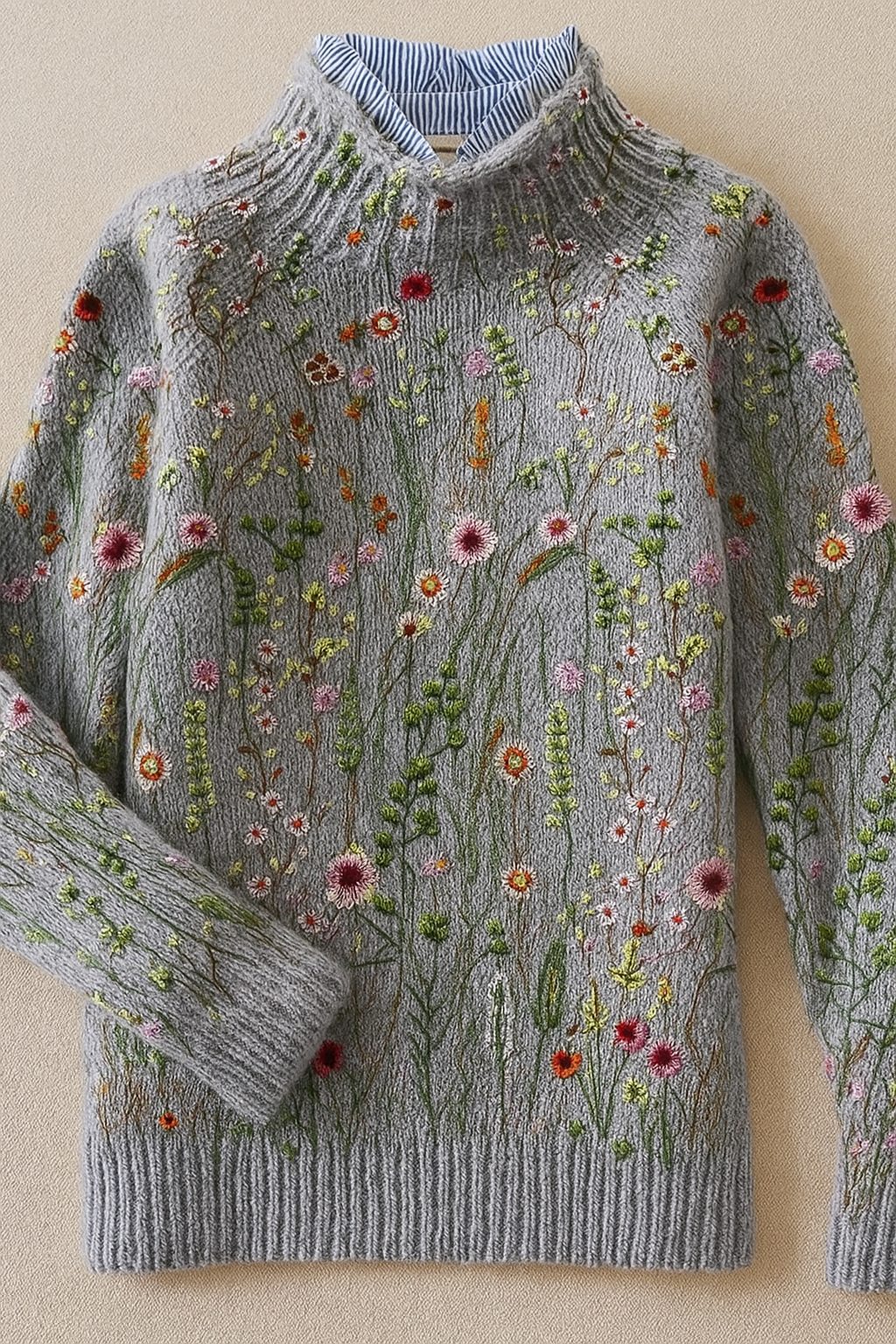 MAURI | Vintage Floral print Turtleneck Sweater