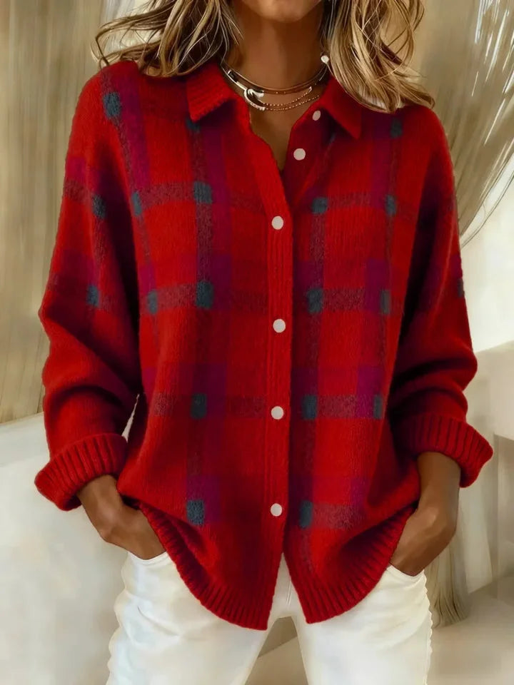 ANNY | Cozy Soft Plaid Button Cardigan