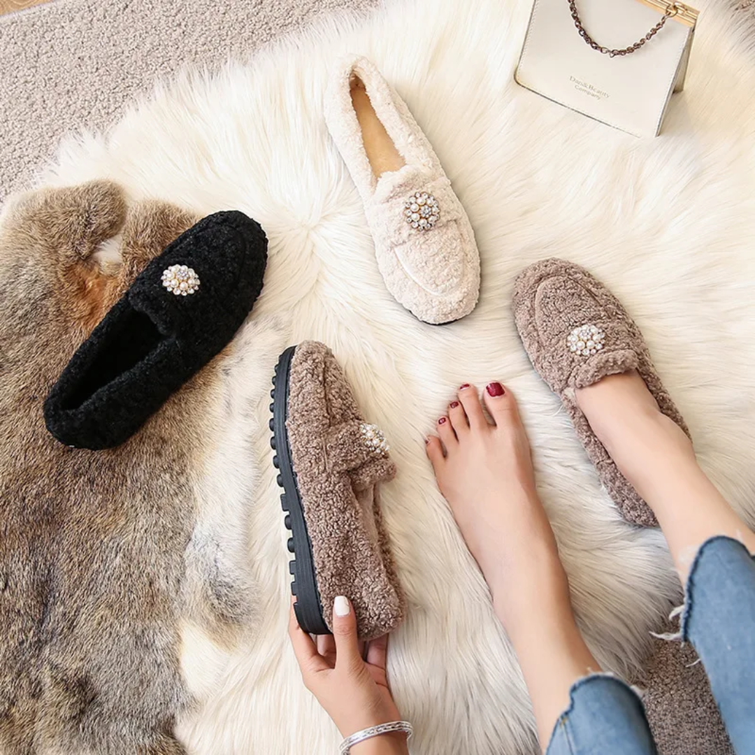 ALBA | Cozy Pearl Slip-On Loafers