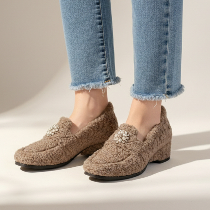 ALBA | Cozy Pearl Slip-On Loafers