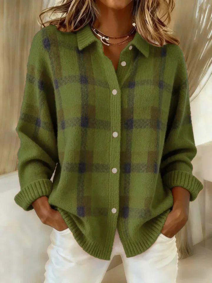 ANNY | Cozy Soft Plaid Button Cardigan