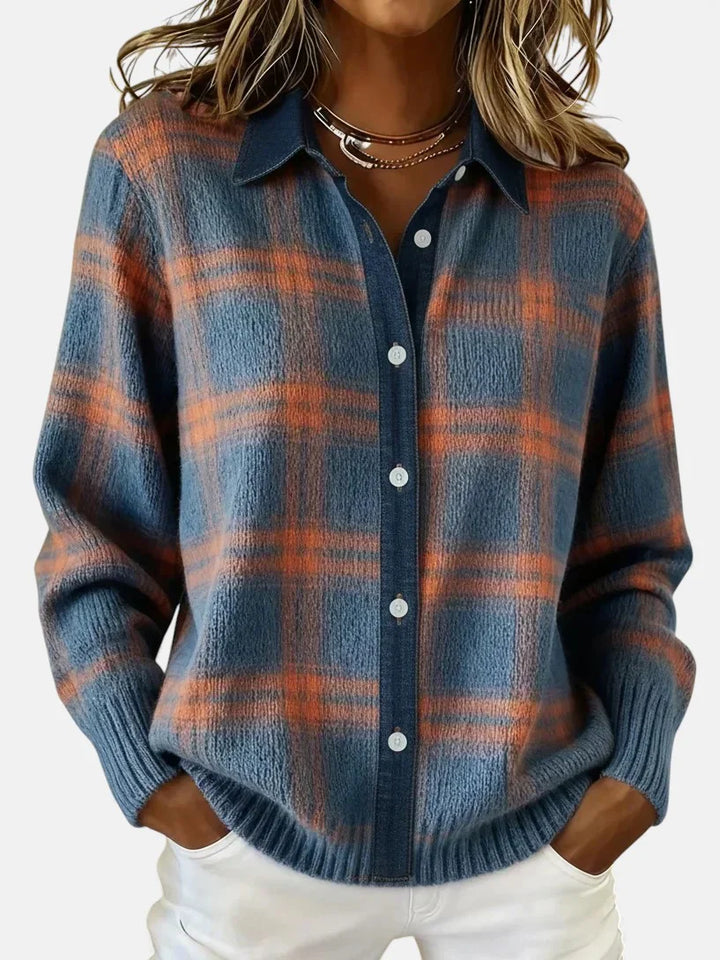 ANNY | Cozy Soft Plaid Button Cardigan